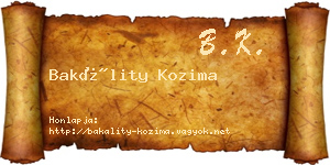 Bakálity Kozima névjegykártya